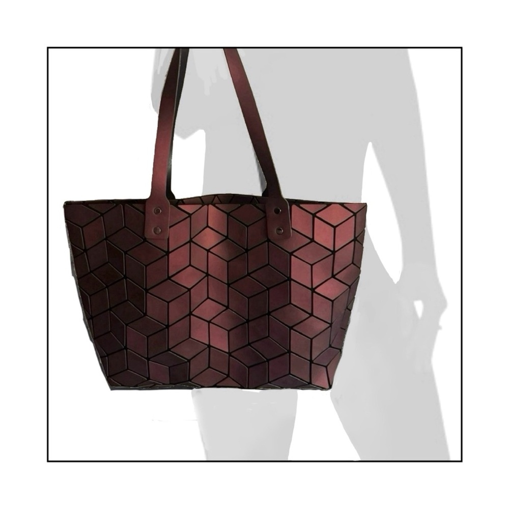 NWT Emilio Pepe Italy Matte Red Geo Tote - Picture 9 of 10